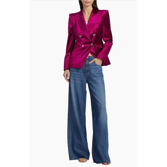 Veronica Beard Elam Dickey Velvet Crystal Blazer Fushia - Size 0 - Picture 11 of 11